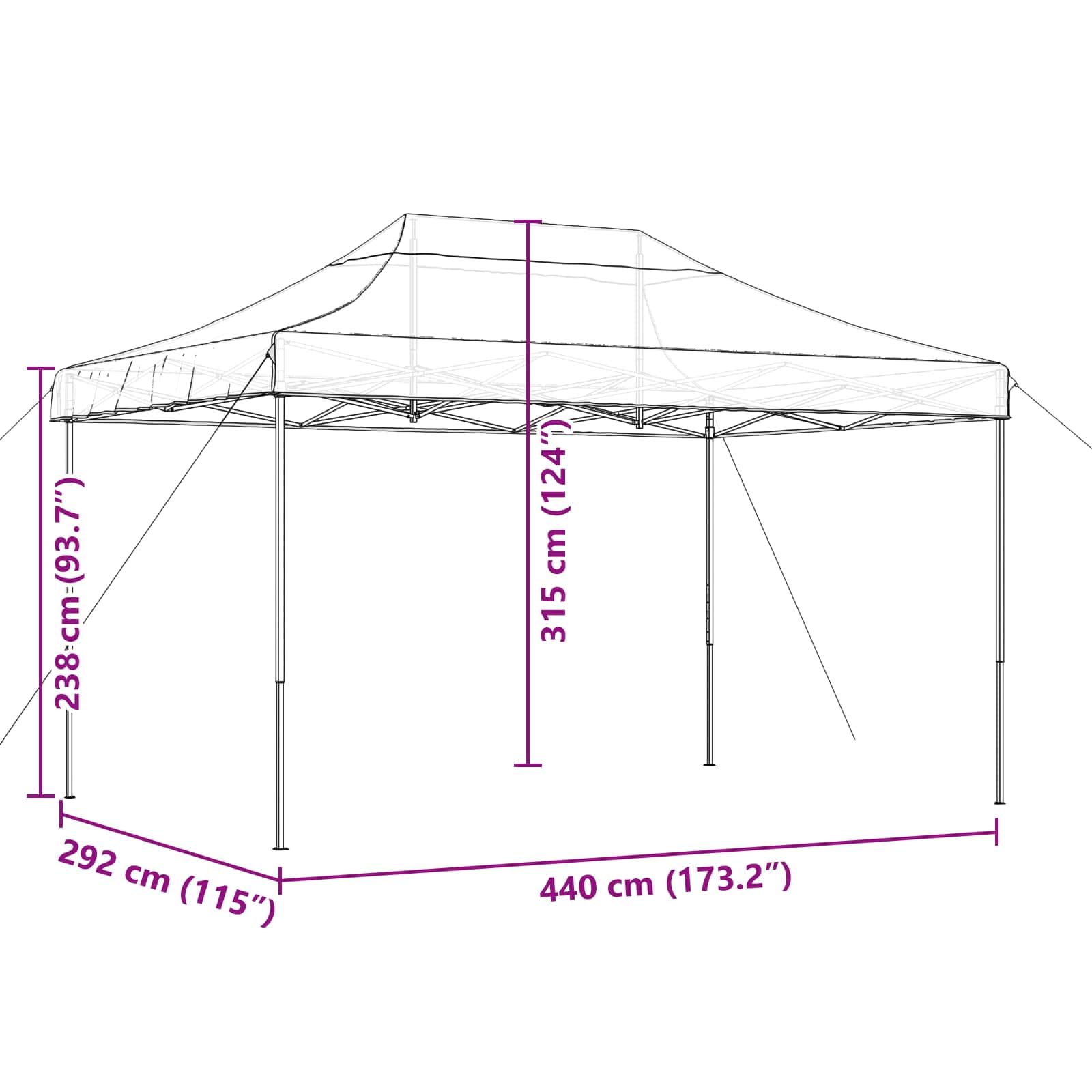 Party-Zelt Beige aus Oxford-Stoff 292 x 440 x 315 cm mit pulverbeschichtetem Rahmen, Faltpavillon für Garten, Terrasse, Festival, Hochzeit und Gartenparty