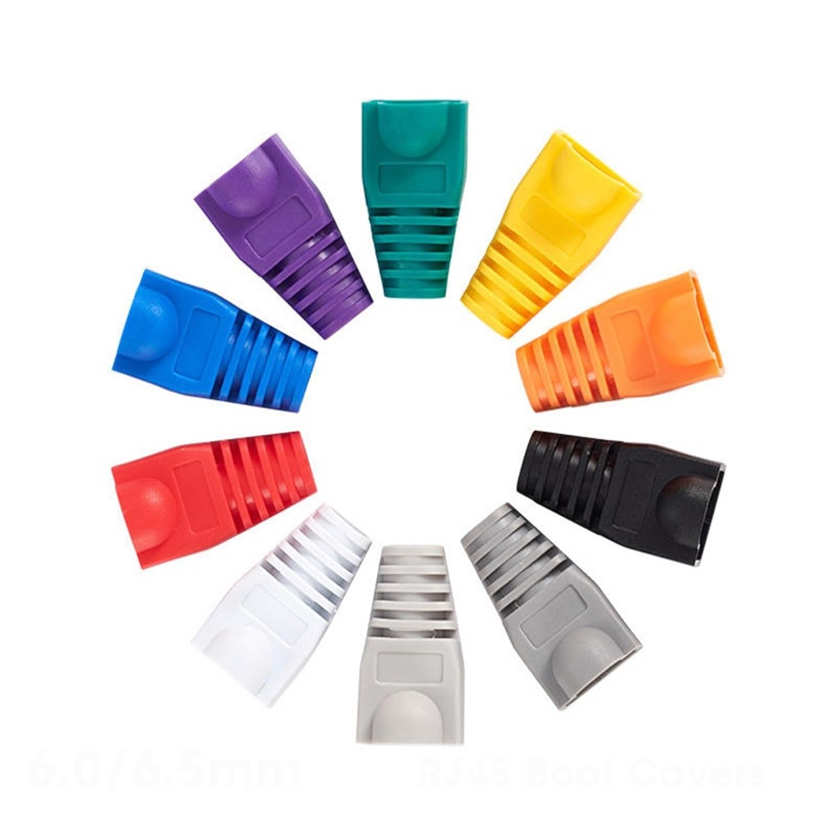 Osłony wtyczek kablowych RJ 45, 300 szt., osłona odciążająca złącze wtykowe RJ45, nakładka modułowa 6,5 ​​mm(White)