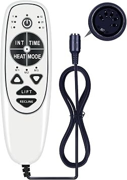 Replacement Remote Controller for 5 Pin Female Plug DN-34A Recliner Chair,9 Button Control with Heat, Vibration & Up/Down FunctionsWhite