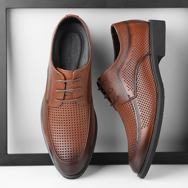 Men's Breathable Comfortable Business Oxford Shoes Mens Retro Hand Stitched Business Formal Derby Shoes Non-Slip Softsole Walking Oxford Shoes3