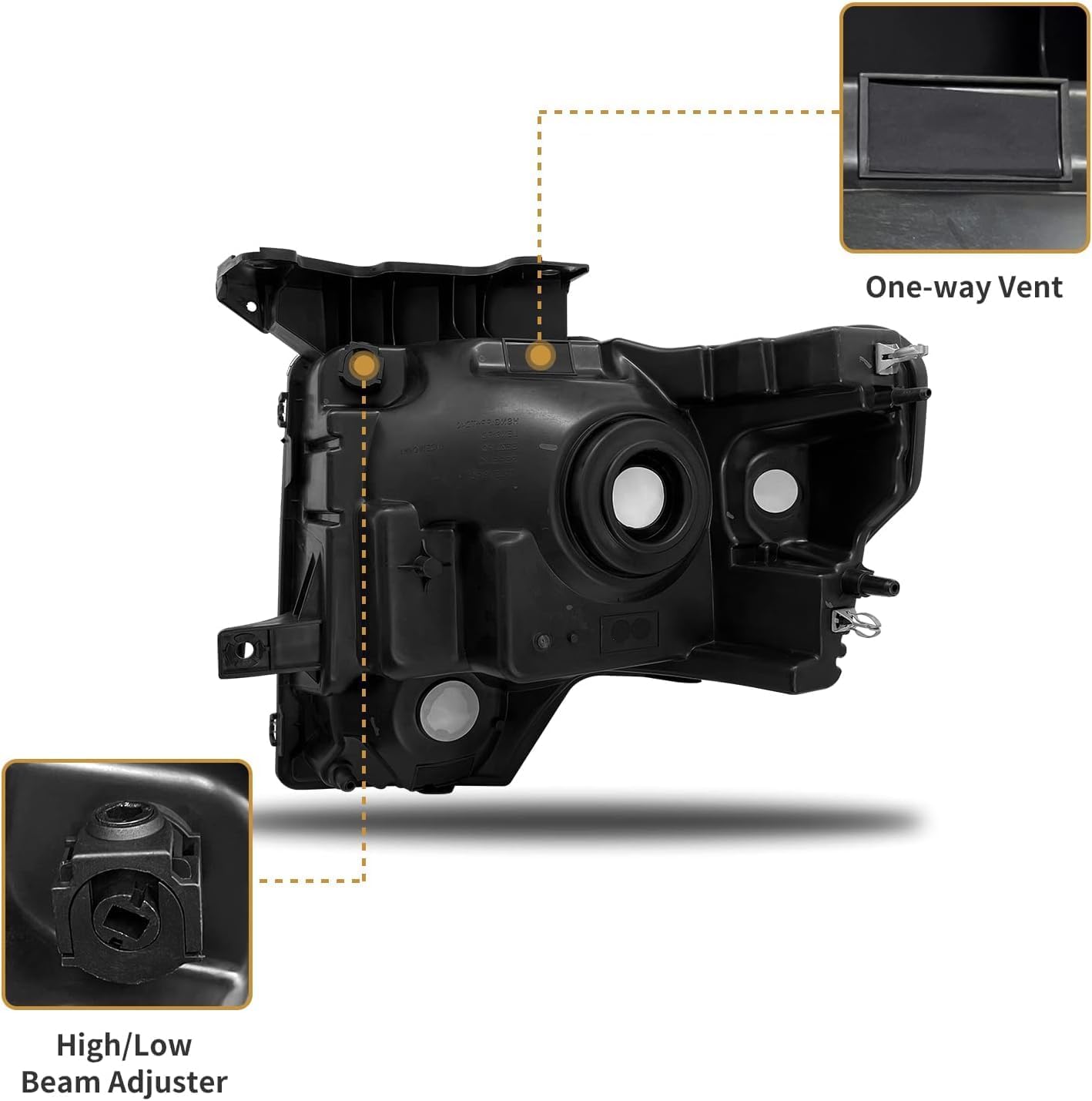 AS for 2009 2010 2011 2012 2013 2014 Ford F150 Pickup Headlight Assembly Compatible with 09-14 Ford F150 Headlight Clear Lens Chrome Housing with Amber Reflector Driver and Passenger Side