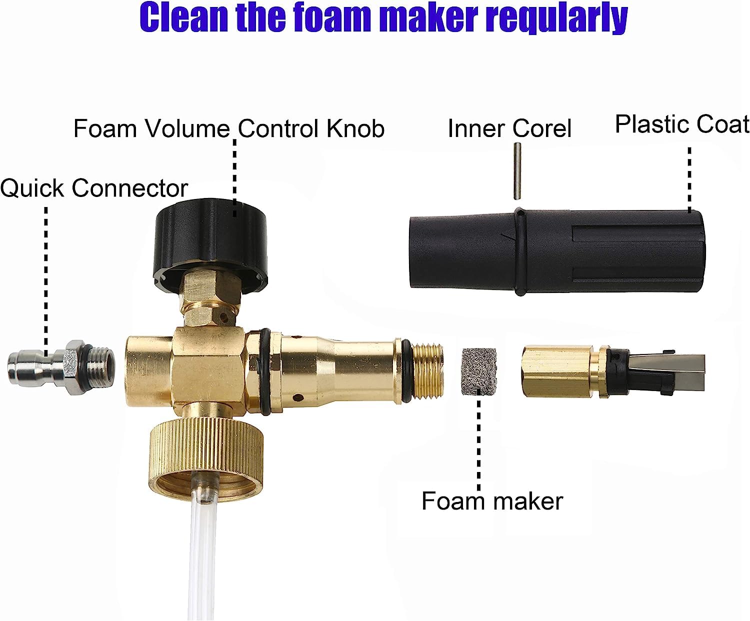 Tool Daily Canon à Mousse avec Adaptateur pour Nettoyeur Haute Pression Karcher K2 à K7, 1 Litre, Lance à Mousse Réglable avec Raccord Rapide 1/4", 5 Embouts de Buse, 210 bar (3000 PSI)