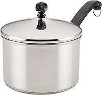 Farberware Classic 3 Quart Stainless Steel Saucepan with Lid - Even Heating, Oven Safe to 350°F, Dishwasher Safe