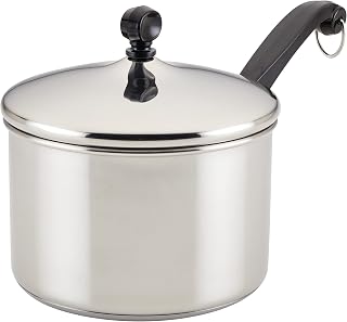 Farberware Classic 3 Quart Stainless Steel Saucepan with Lid - Durable Even Heating Cookware