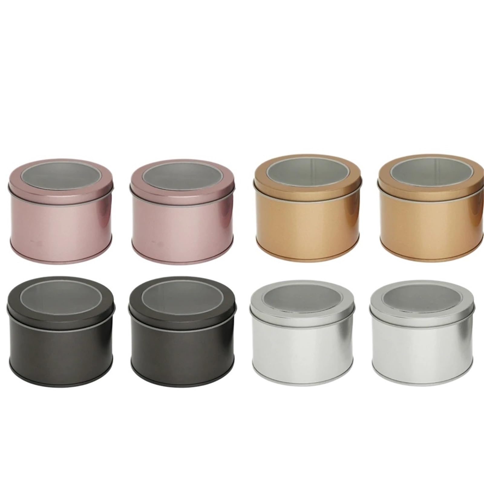 HNULGVI Candle Jar Candles Metal Tin Cans Tinplate Jars With Clear Window Lid Small Travel Tins For Storing Lip Balm Cosmetic Kitchen Office(Color 01)