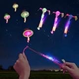 25 Sets LED Flying Set, 25 Slingshot+25 Glow Helicopter-50 Pcs, Flying Toy Outdoor Toys Glow in The Dark Party Supplies Party Favors for Kids 8-12,4-8