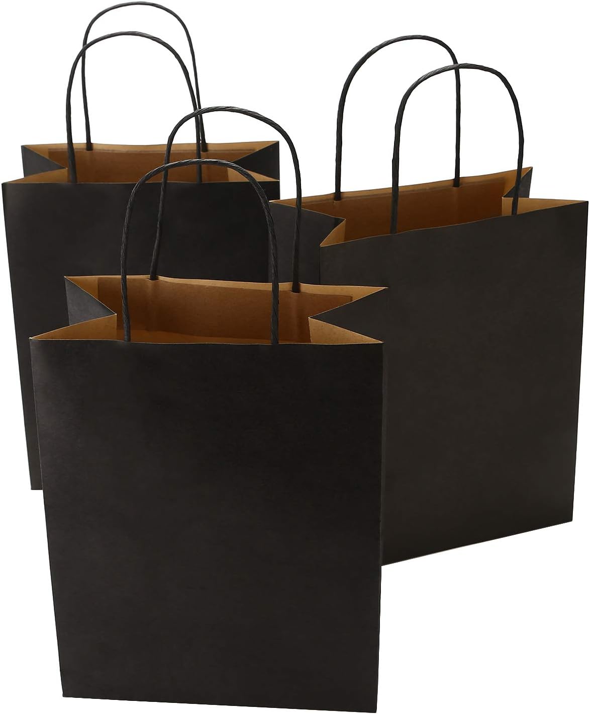 50Pcs Medium Kraft Paper Bags,8 x 4.75 x 10.5 Inches Kraft Paper Bags With Handles Bulk for Party Favors,Birthday, Baby Shower, Halloween, Christmas, Thanksgiving, Busiess,Black