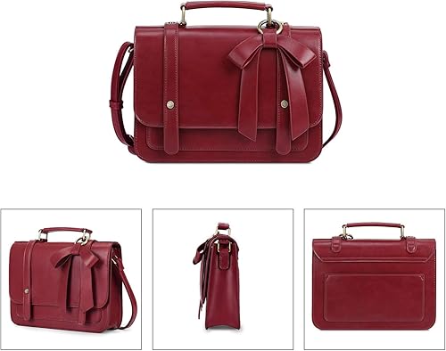 Miniatura 5 de ECOSUSI Bolso cruzado pequeño estilo vintage, bolso de trabajo de cuero vegano con lazo desmontable