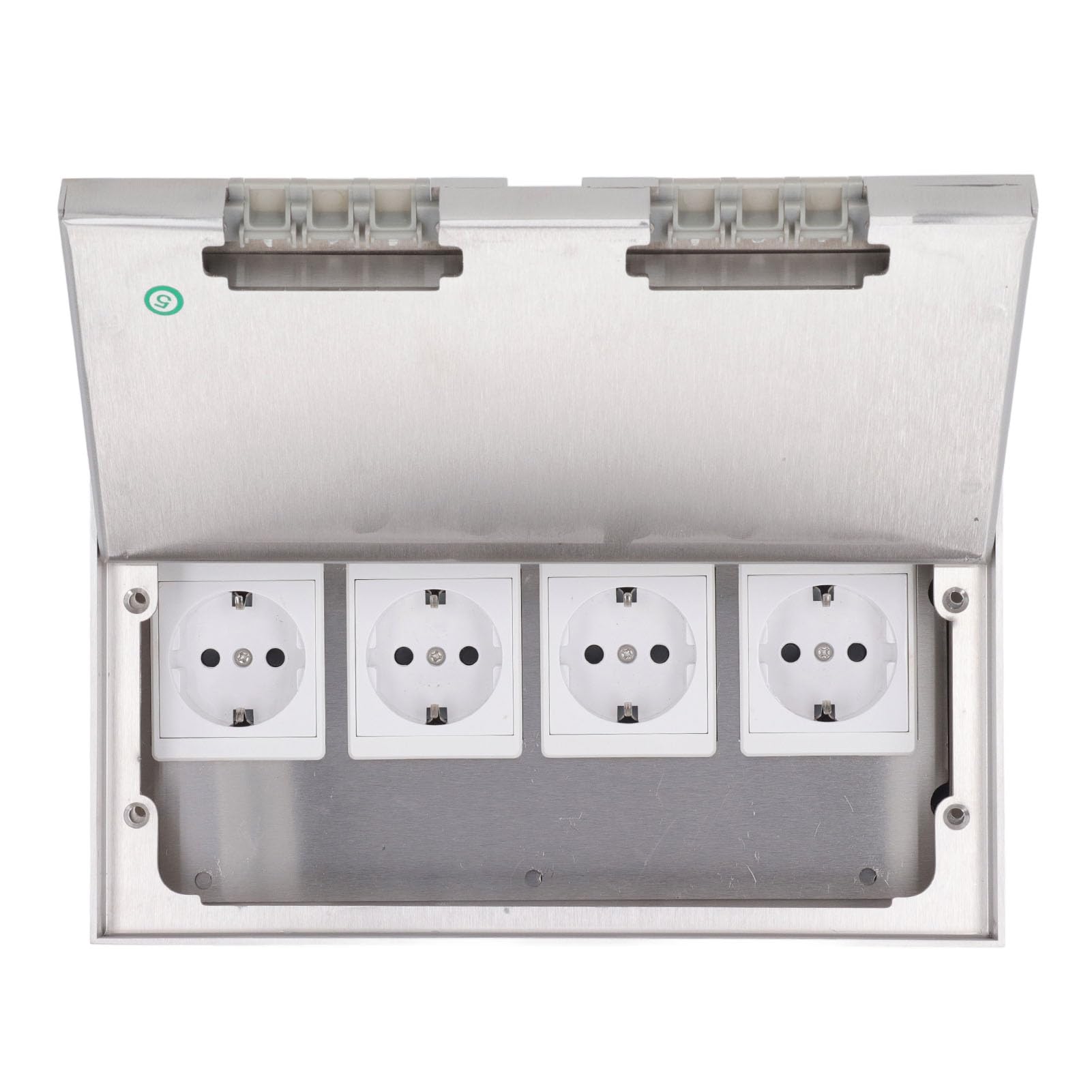 Caja de Enchufes de Piso Empotrada, 4 Enchufes de 2 Orificios Estándar de la UE, Caja de Tomacorrientes Eléctrica de Piso Empotrada de Acero Inoxidable AC250V 4000W para Hogares