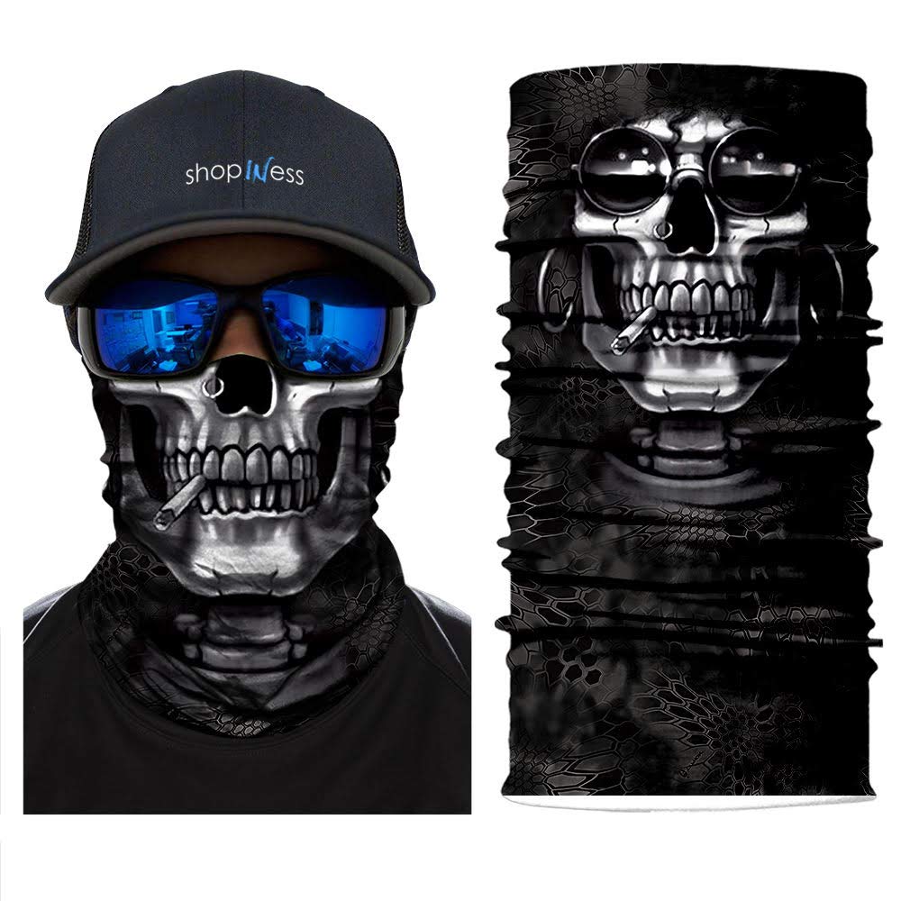 ShopINess Scaldacollo Multifunzionale Bandana Tubolare Teschio Unisex per Moto, Sport Outdoor, Carnevale e Halloween – Collezione Stampe Realistiche