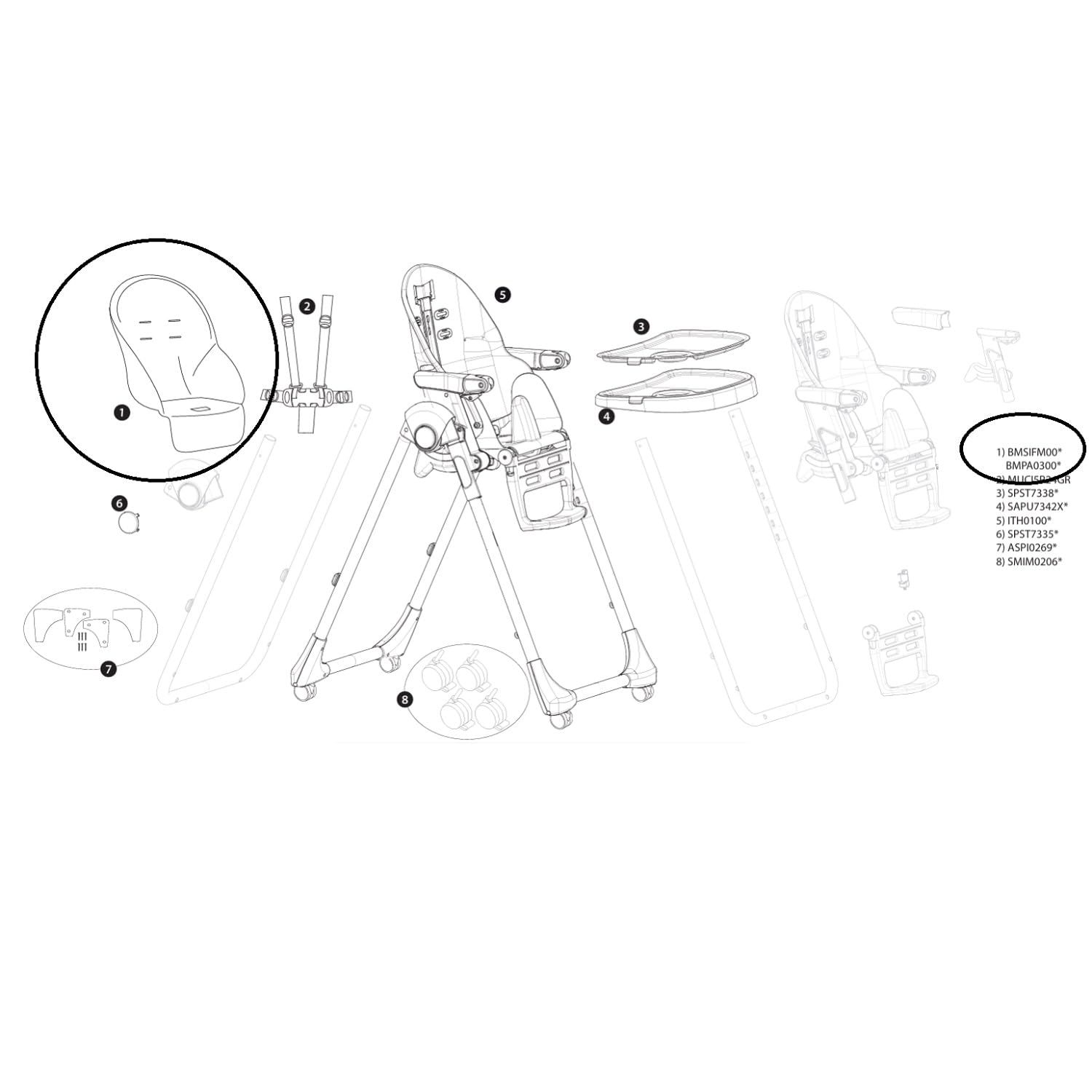 Rivestimento originale per seggiolone Prima Pappa Zero3 Licorice BMPA0300--BL13