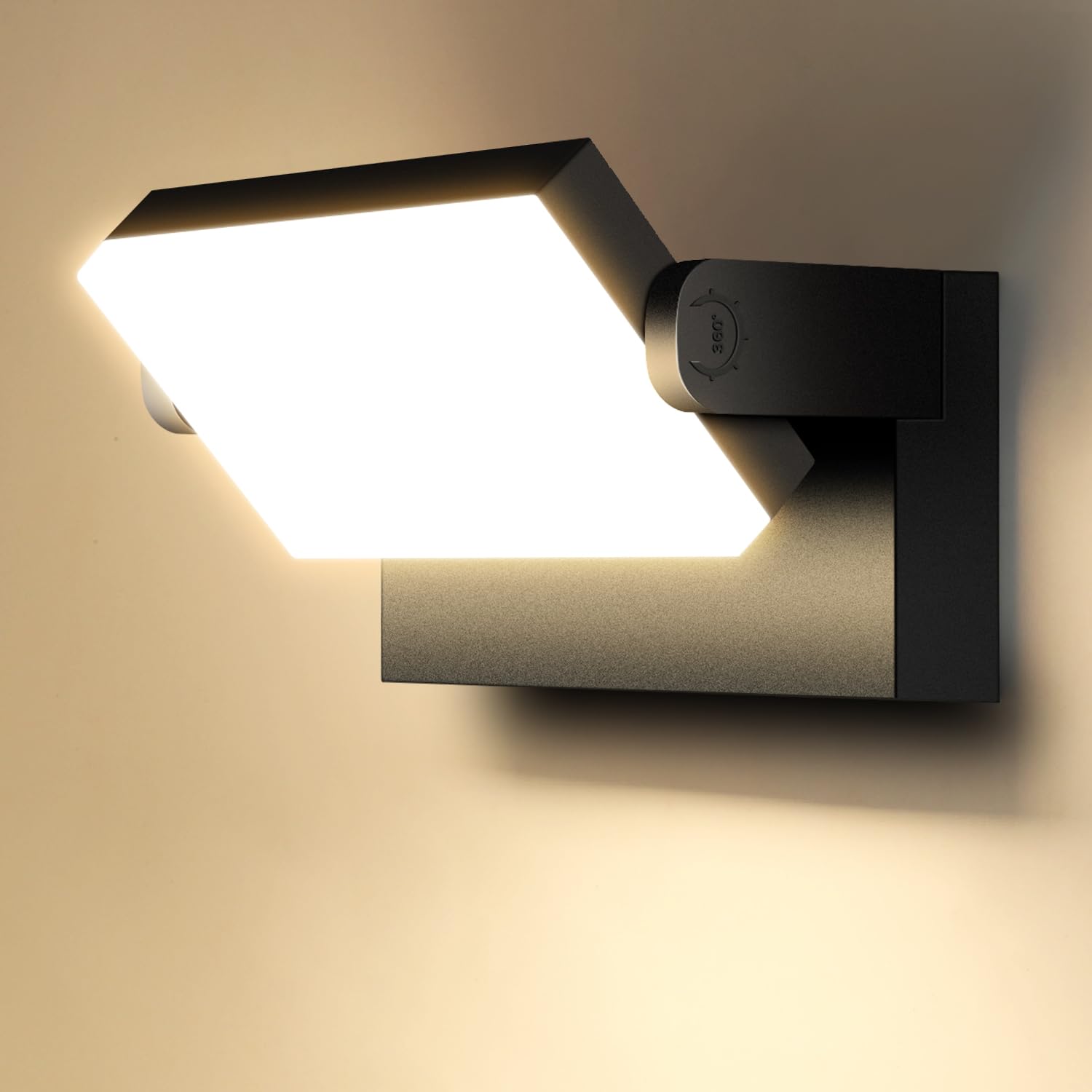 Kingwen 40W Außenwandleuchten 3000K LED Wandleuchte Aussen/Innen LED Wandleuchte Außen Modern mit 360°Schwenkbar Panel Wandleuchte Aussen Wasserdicht IP65,Schwarz,für Garagen Terrasse