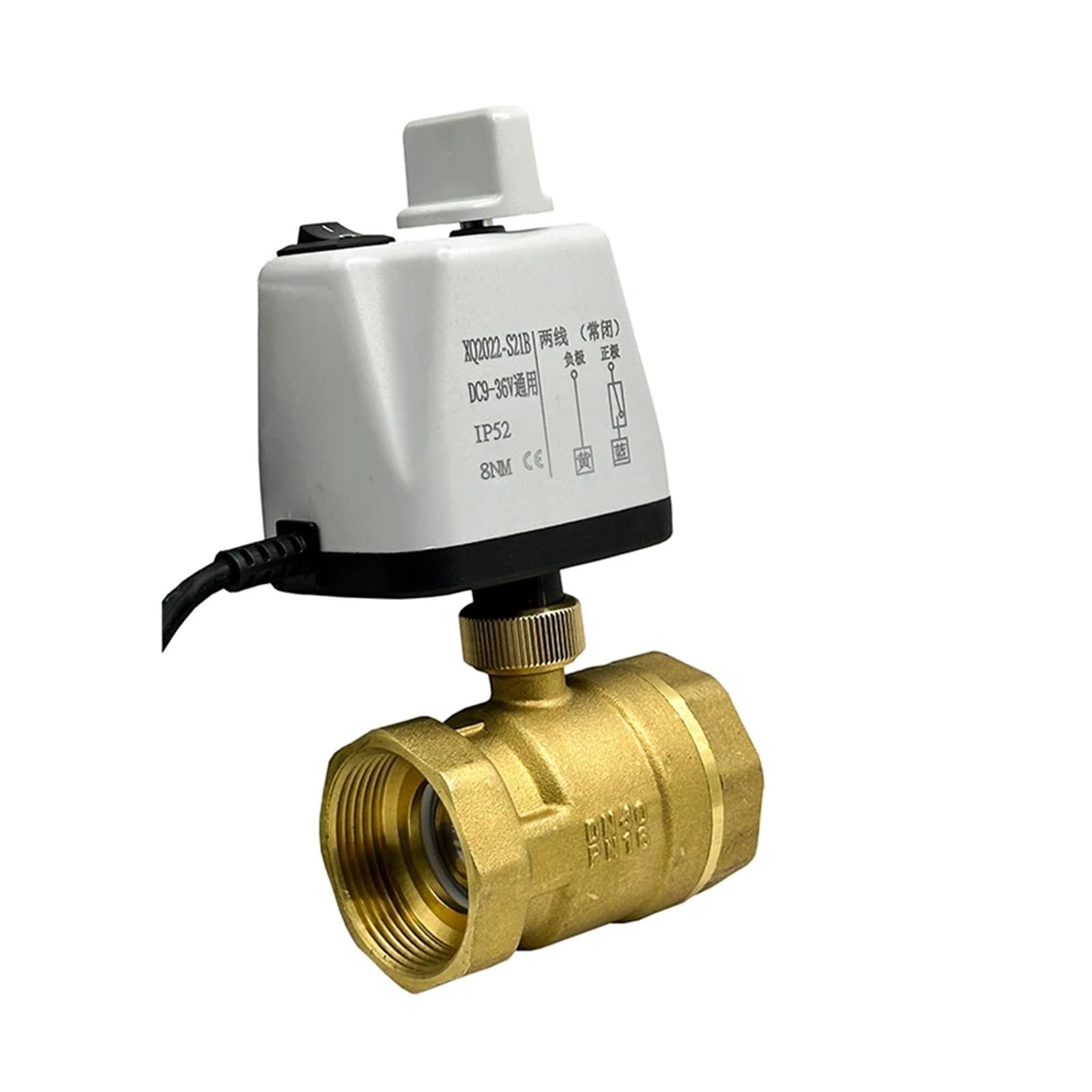 Válvula de Bola de 2 vías Válvula de Bola motorizada de latón de 1-1/2" (Normalmente Cerrada/Abierta), 220 V, 12 V y 24 V, con Interruptor Manual.(Open_220VAC)