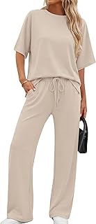Women's Side Slit Lounge Sets 2 Piece Travel Outfits Airport Tracksuit Oversized Wide Leg Loungewear S-3XL