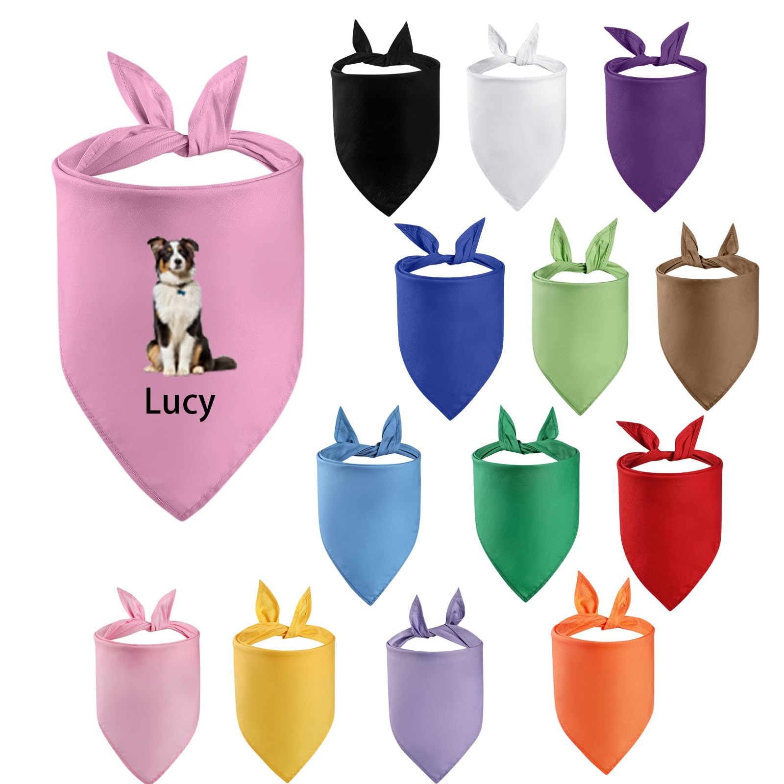 Personalised Unique Style Paws Dog Bandanas Washable Bibs Scarf, Pet Dog Kerchief, Cotton Triangle Dog Scarfs for Small Medium Large Girl or Boy Dogs and Cats (1, 14 color to choose, S)