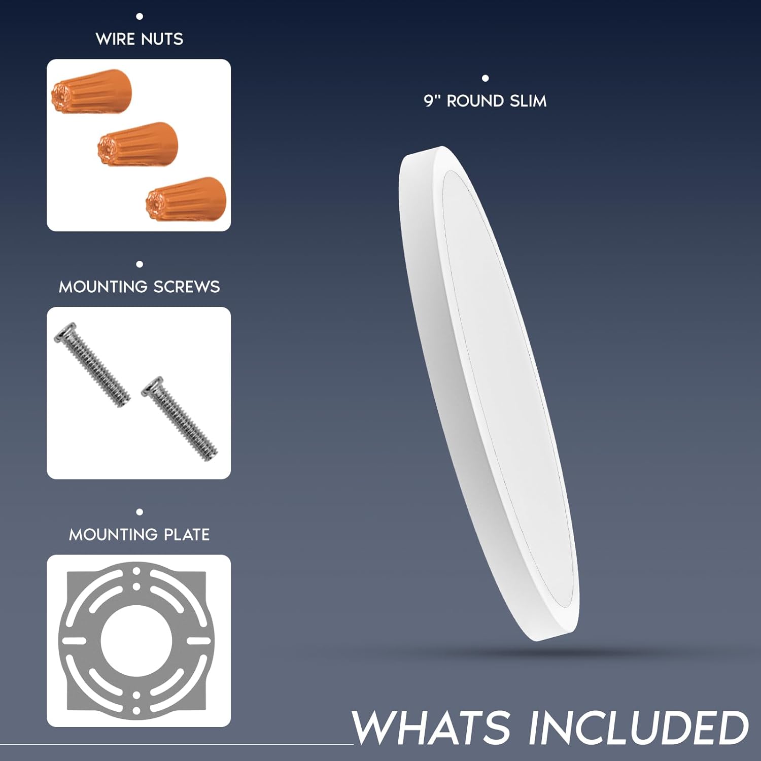 LUXRITE 9 Inch LED Flush Mount Ceiling Light, LED Surface Mount, 5CCT 2700K-5000K, 1500 Lumens, CRI90, 110° Beam Angle, 18 Watt, Dimmable, Wet Rated & UL Listed, Round Slim Trim (4 Pack)