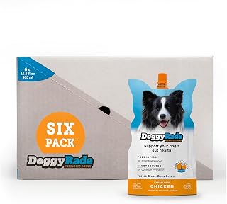 DoggyRade – Dog Sports Drink (Prebiotic, Isotonic Drink for Dogs) | Electrolytes, Nutrients & Amino Acids | Quick Hydration Drink for Dogs + Low Calorie | More Than Just Water! | Chicken | 500ml x 6