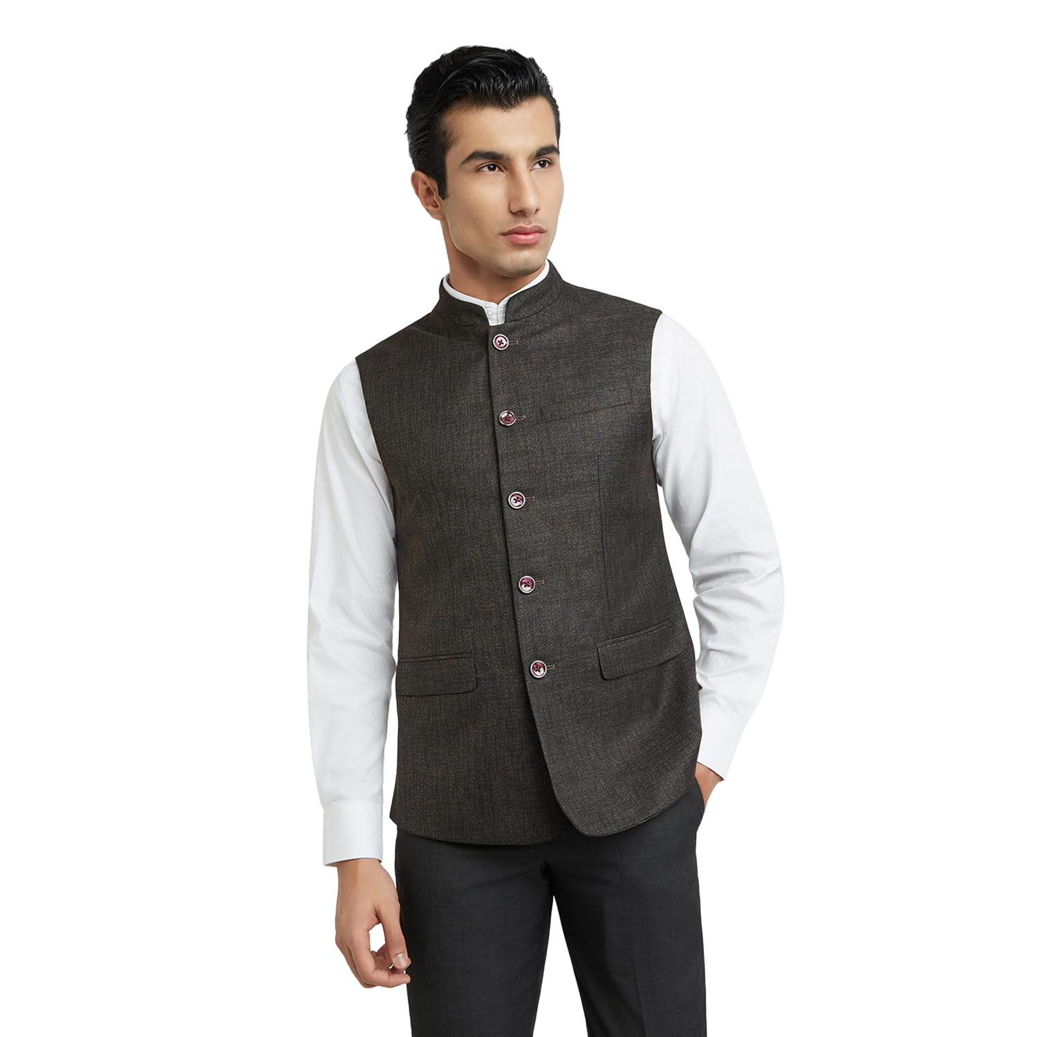 park avenue Men's Slim Fit Polyviscose Blend Structure Pattern Sleeveless Ceremonial Waistcoat-picture-41