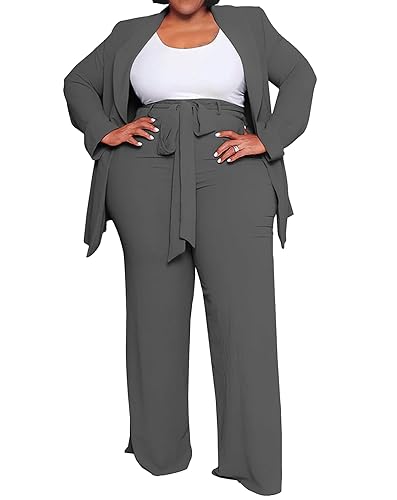 IyMoo Plus Size Suits for Women Business Open Front Long