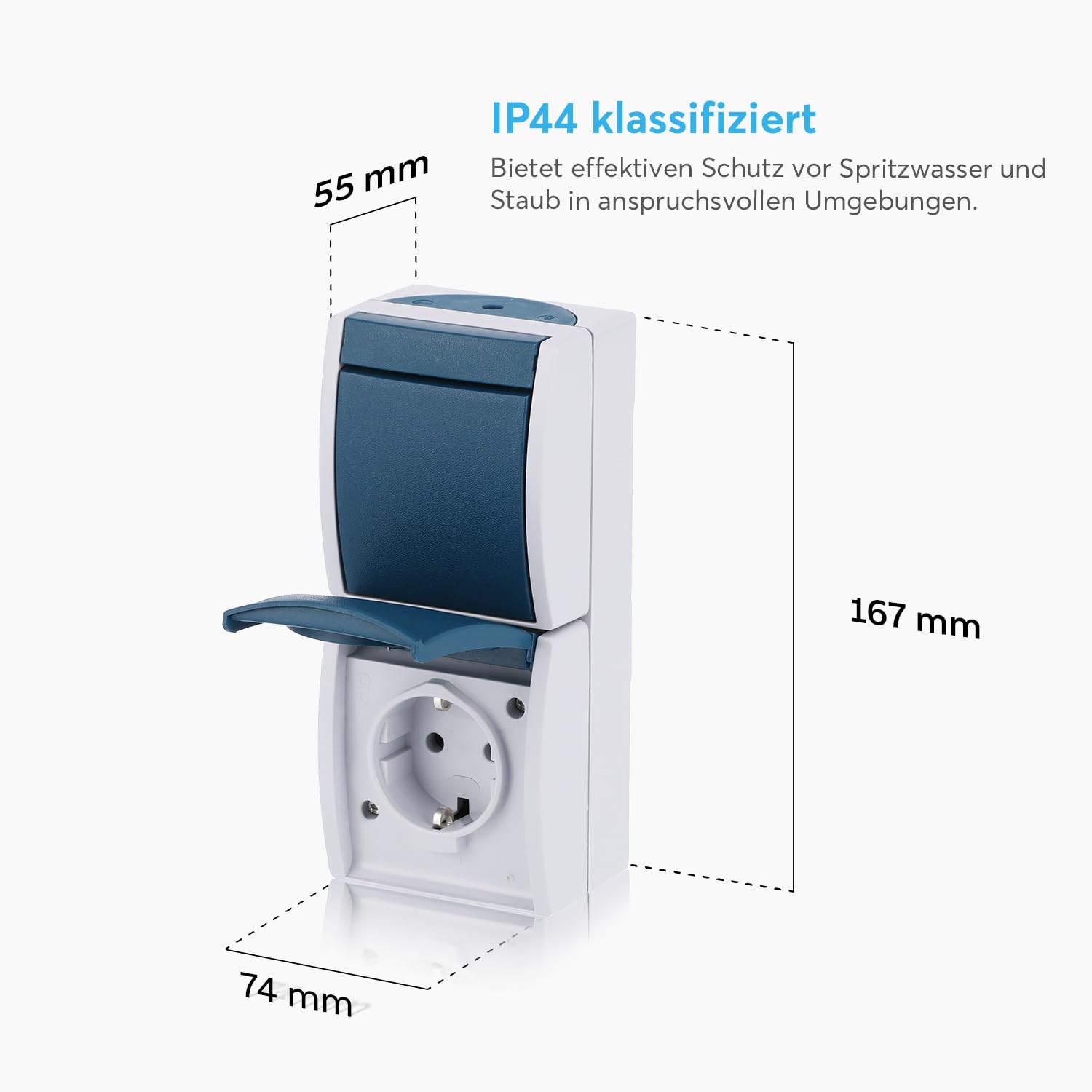 Busch-Jaeger 2601/6/20 EW-53 Ocean IP44 AP Schalter/Steckdosen Kombination (Packung mit 2)