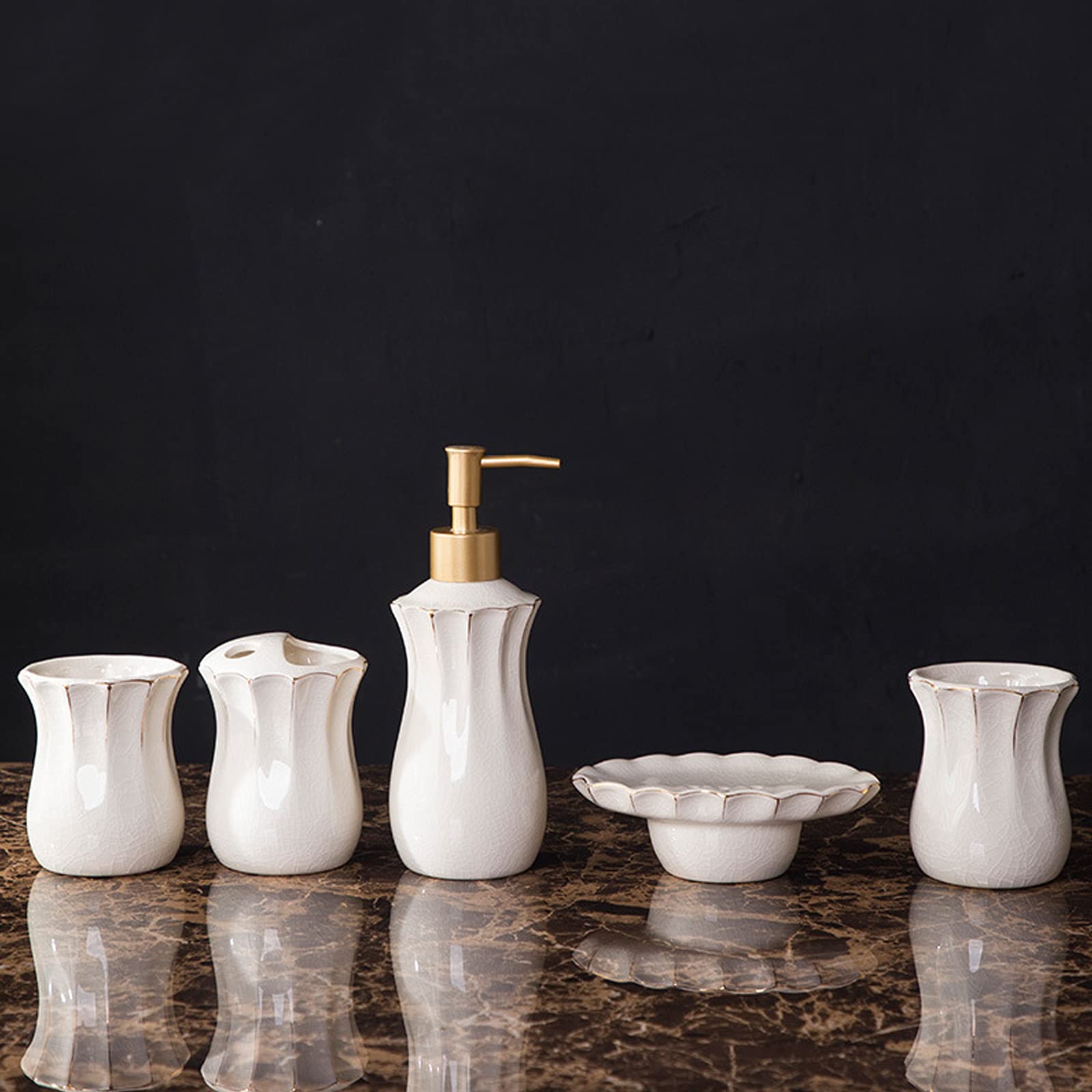 Retro Badezimmer-Accessoires-Set Badausstattung Sets Aus Keramik Bad Zubehör-Set Zahnputzbecher, Seifenschale Home Badezimmer Dekoration,A