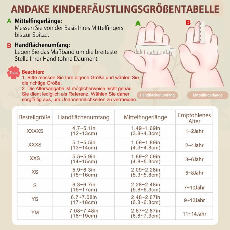 Andake Guanti per bambini, caldi invernali, impermeabili, antivento, per sci, giochi, attività all'aperto, ragazzi e ragazze