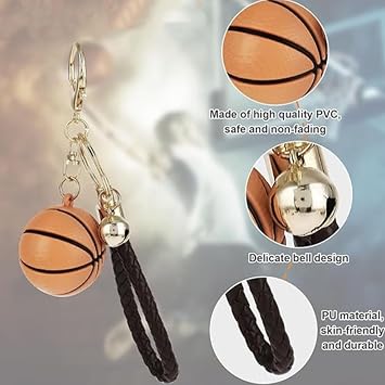 Basketball Keychain,Novelty Sports Ball Key Chain, Basketball Gift Keyring for Boys, Sports Fans, Men & Women, Colourful Design for Backpacks, Bags & Jeans