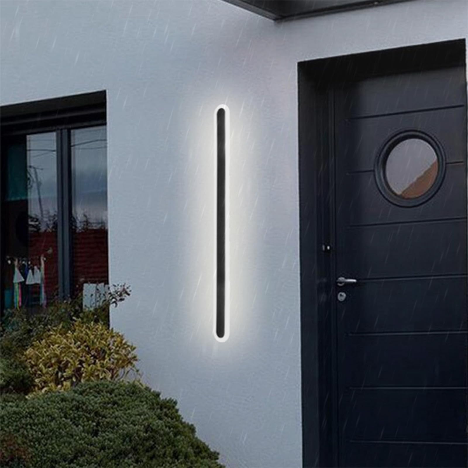 Outdoor Wall Light with Motion Sensor Long Bar Garden Wall Lighting IP65 Waterproof 3000K/4000K/6500K Outside/Indoor LED Wall Lamp Metal Modern for Porch Balcony Garage (Silver Warm Light,30cm)