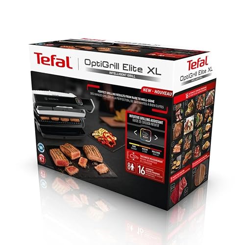 Foto von Tefal OptiGrill Elite XL Kontaktgrill, 16 Programme, Digitales Display mit Garstufenanzeige, abnehmbare XL-Platten, Grillboost-Funktion, intuitive Bedienung, Elektrogrill, Edelstahl, GC760D12