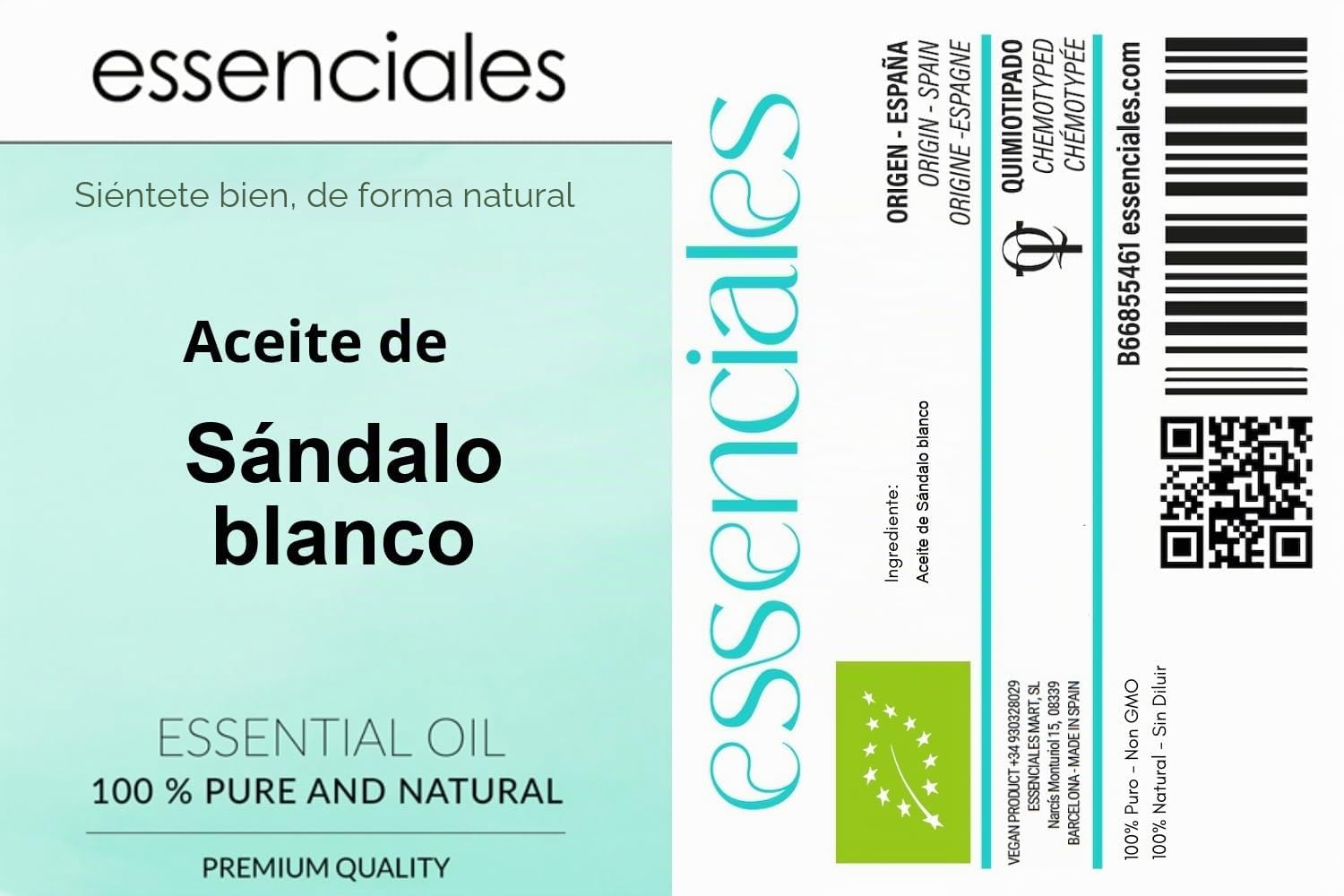 ESSENCIALES Aceite Esencial de Sándalo blanco 5 ml – 100% Puro y Natural – Aroma Envolvente – Ideal para Difusor, Relax y Aromaterapia
