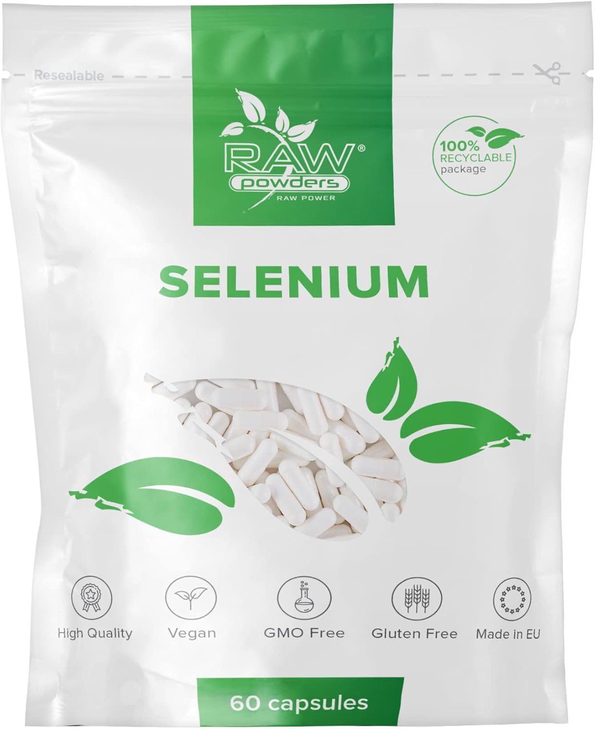 Selenium 200 mcg, 60 Vegan Capsules Potent Antioxidant for Thyroid