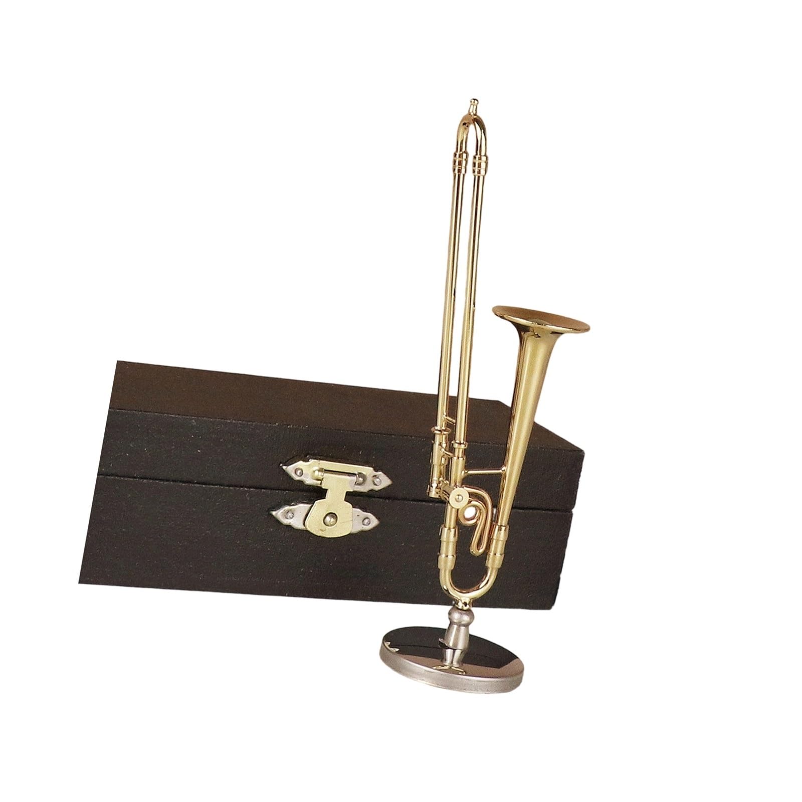 ZXFJYUIP Trombone Instrument Model Miniature Wind Ornament Bronze Plated Gold(4)