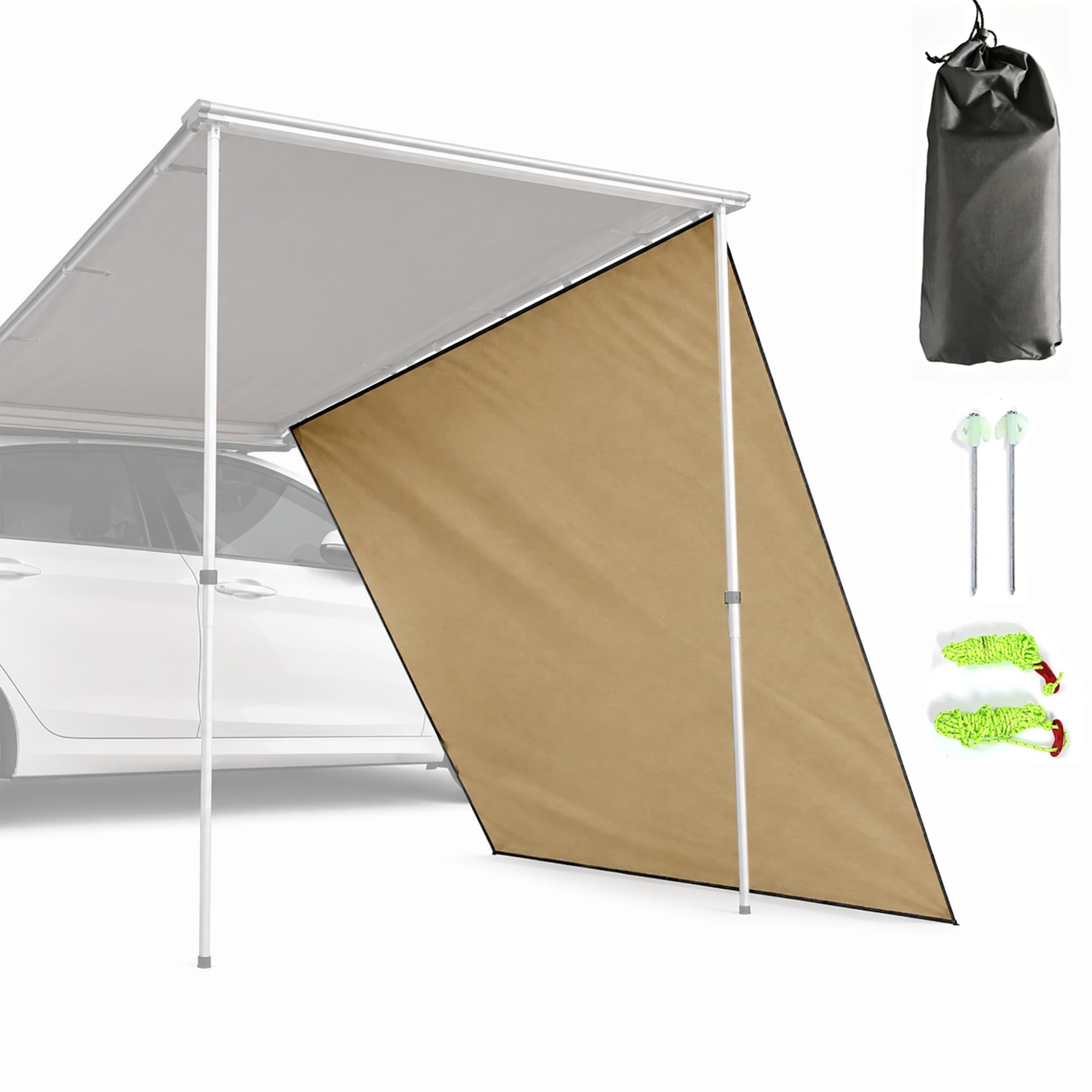 Parete Estensiva per Tendalino di Veicolo, Parete per Tenda Auto in Tessuto Oxford 420D Resistente allo Strappo, Pannello Impermeabile UPF 50+ per Campeggio(Beige,250x200cm/8.2x6.6ft)