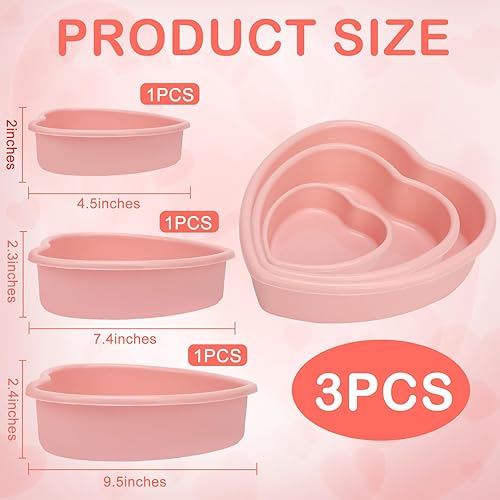 Miniatura 9 de 3 moldes de silicona para tartas con forma de corazón rojo, moldes antiadherentes para hornear, capa de corazón, moldes reutilizables de silicona