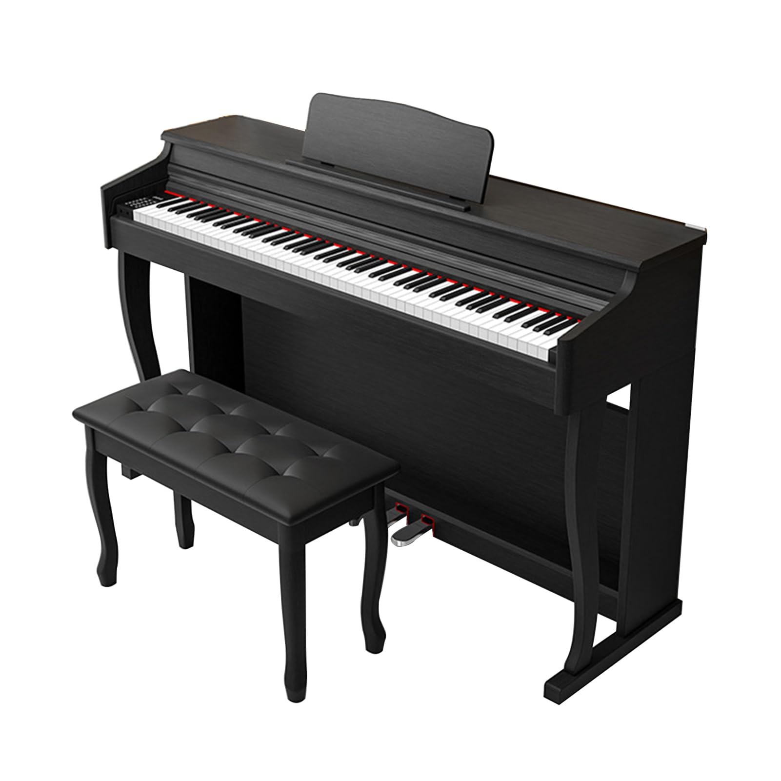 Pianoforte elettrico a 88 tasti con meccanismo a percussione, tastiera digitale verticale for uso domestico, pianoforte elettronico for adulti professionisti con 3 pedali, supporto USB-MIDI(Black)