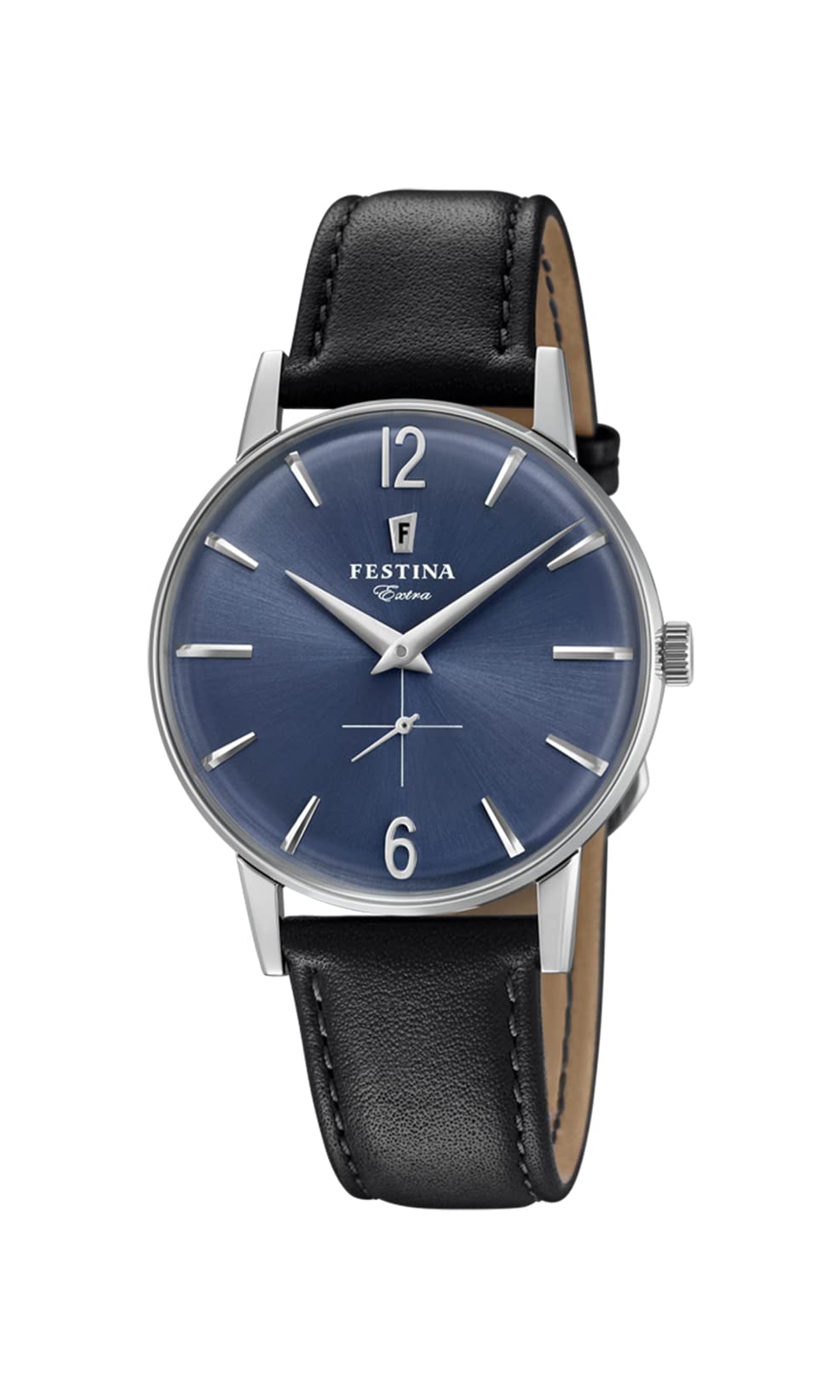 Festina Reloj Hombre F20248/3 Outlet Caja de Acero Inoxidable 316l Plateado Correa de Cuero Negro