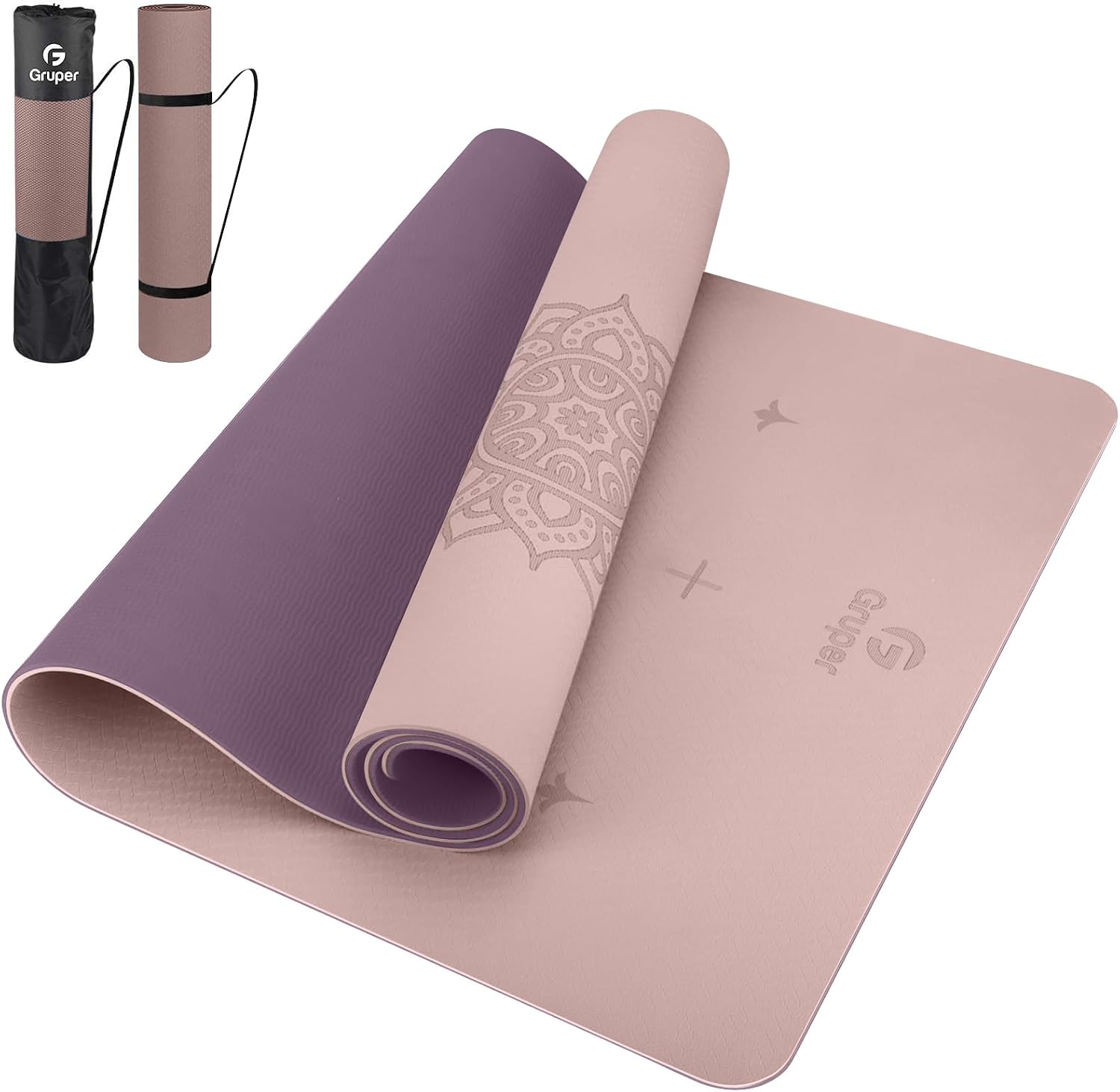 Gruper Yoga Mat Non Slip, TPE Extra Wide Yoga Mat with Alignment Mark