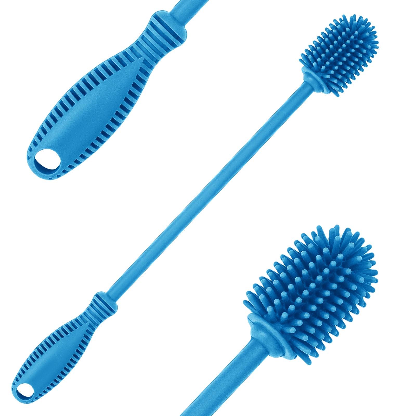 Silicone Bottle Brush with Long Handle, 12.5" Bottle Cleaning Brush, Blue
