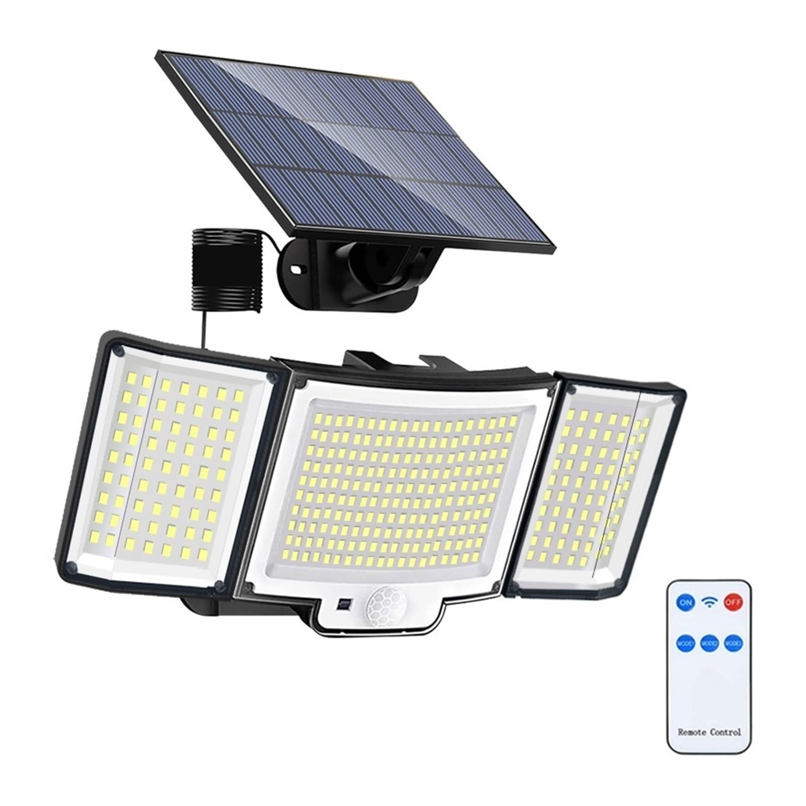 Focos solares LED 328 LED Lámpara Solar Al Aire Libre 128 Lámpara De Pared IP65 Focos Impermeables Lámpara Sensor De Movimiento Solar 3 Modos Luz De Calle Decoración De Jardín El ahorro de energía ( C