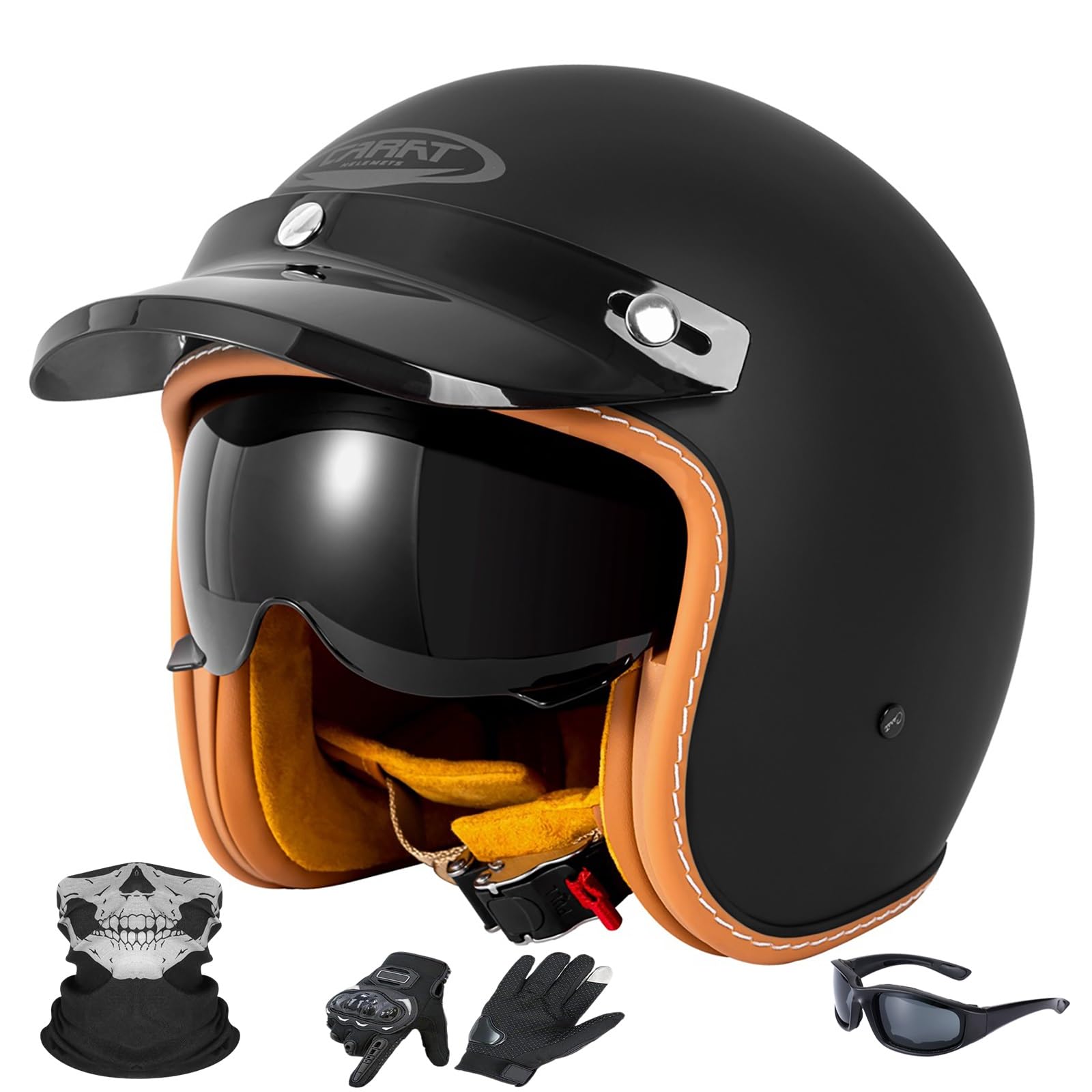 Rebel Casco Jet Moto, Casco Aperto Retrò Vintage