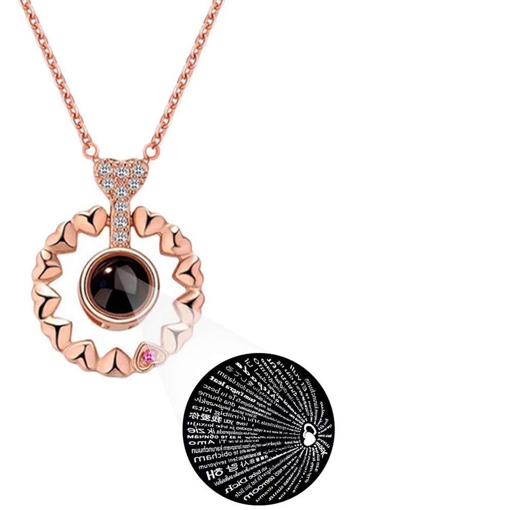 Romantic Memories AD Heart 100 Language I Love You Projection Elegant Pendant for Women/Girls-image-16