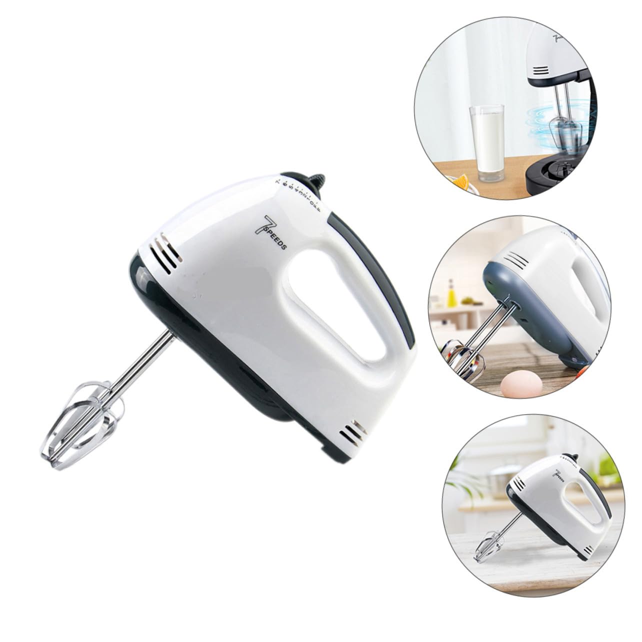 Sbattitore Elettrico per Dolci, Cucina Domestica, Bianco, Acciaio Inox | Controllo Preciso della Miscelazione, per Amanti della Cucina e Dolci Fatti in Casa, Plastica e Acciaio Inox
