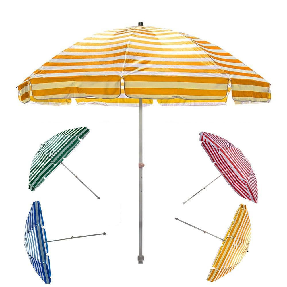 LRZPTDYU Outdoor Patio Umbrella, Blue Ø190cm, Optional 2m/2.2m/2.5m, Striped Portable Sun Shade for Deck Garden Beach Yard