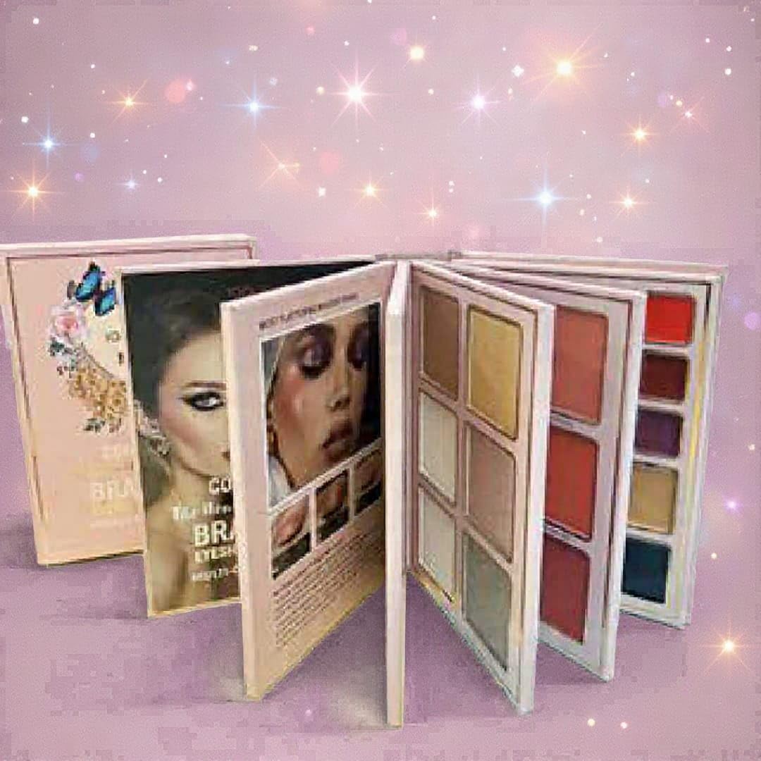 5 in 1 Makeup Book Palette, Multi-colour Eyeshadow Blush Highlighter Contour Set, All Skin Tones, Book-style Compact, Powder Finish-picture-35