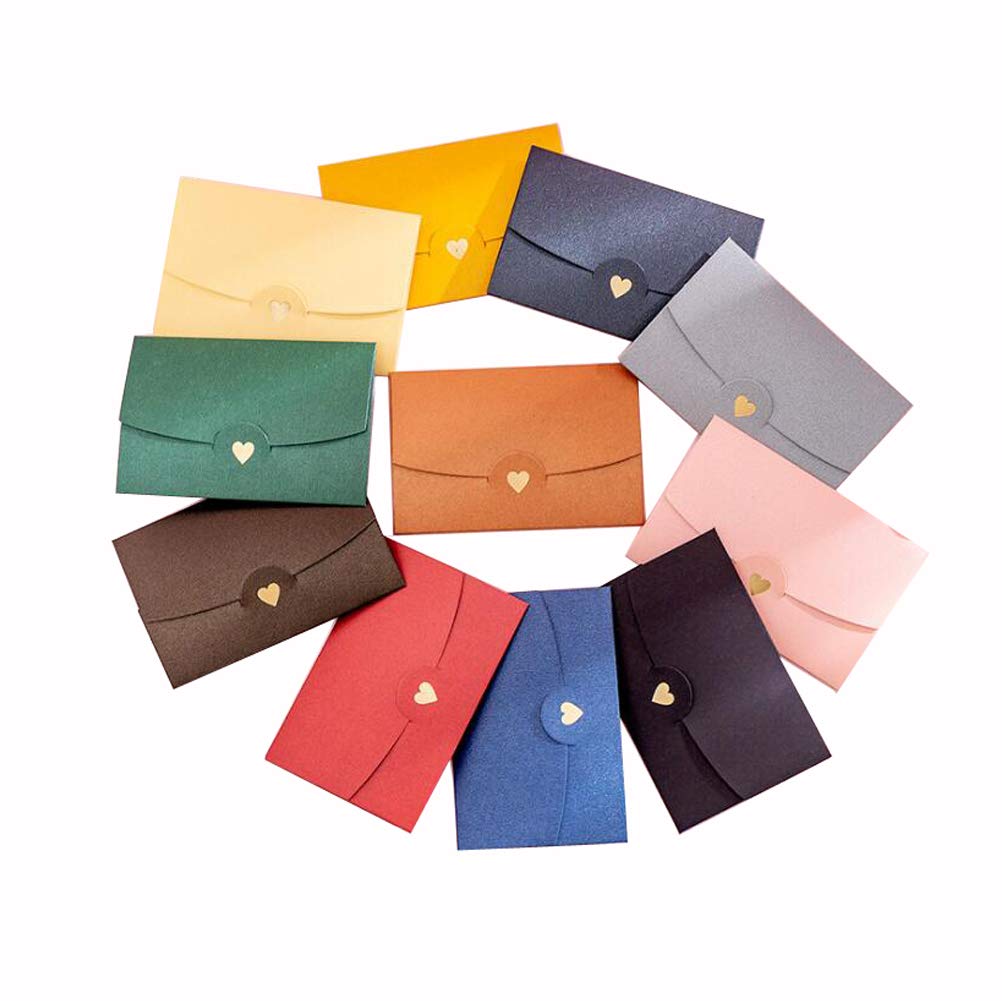 12Pcs Mini Gift Card Envelope Cute Envelopes Small Gift Card Holders Retro Gold Heart Fold