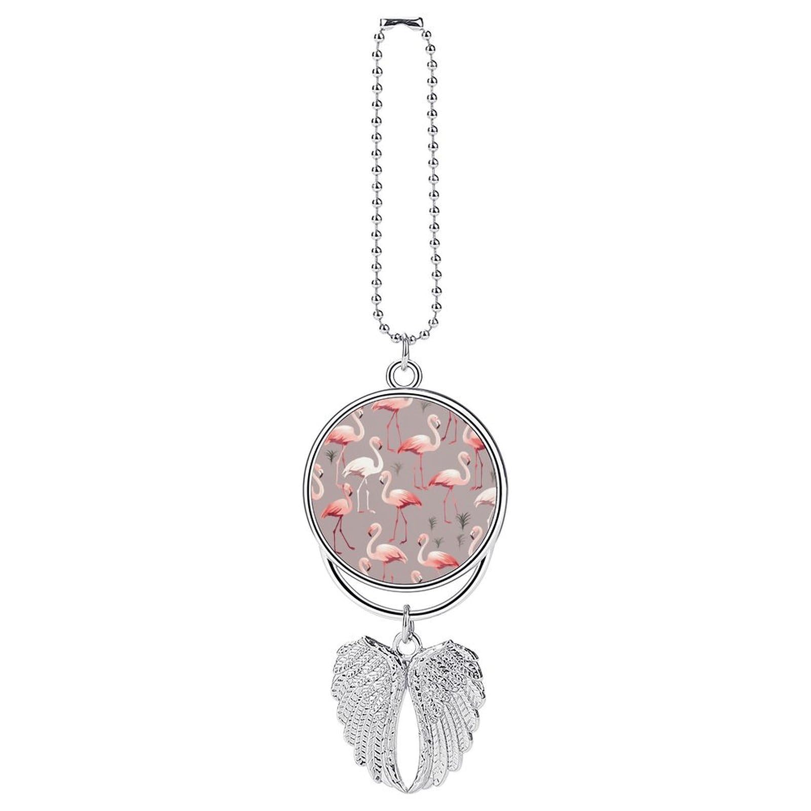 Pink Flamingo Pattern Car Pendant Hanging Swing Auto Rear View Mirror Hanging Car Rear View Mirror Charm Truck Hanger Ornament Charm for Car Rear View Mirrors Accessories