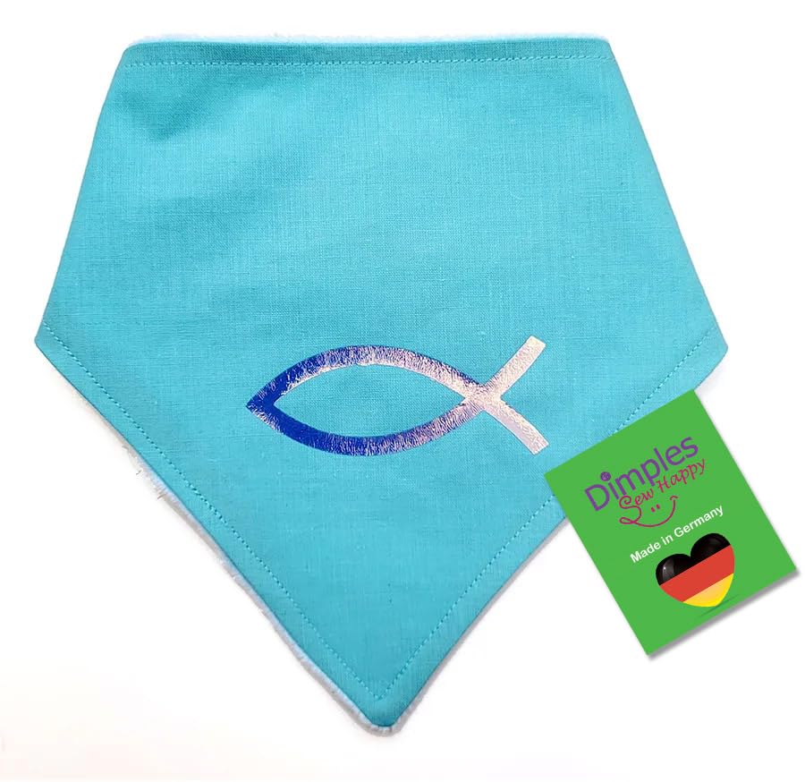 Bandana pour chien bleu clair à poisson chrétien de 50cm