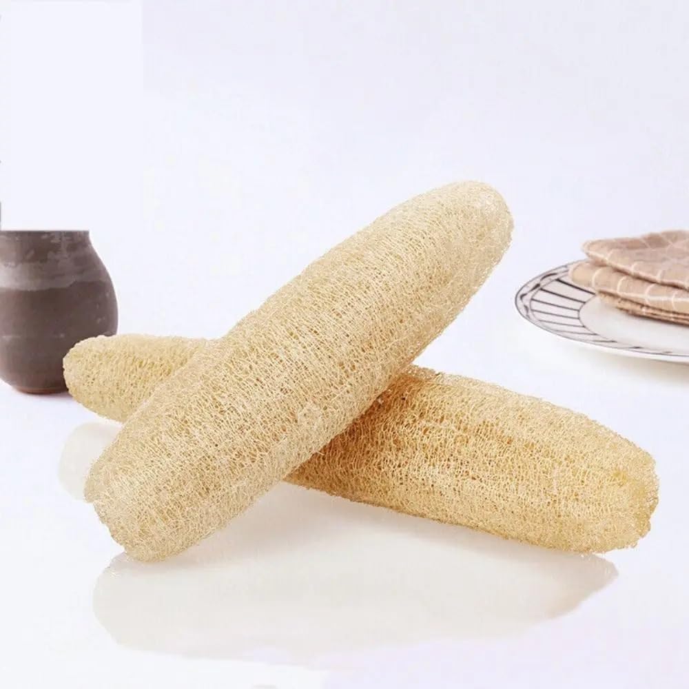 Éponge de luffa Naturelle, Longue Plantation, Douche corporelle, antiadhésive, Bonne Absorption, Serviette Vaisselle, Fourniture Cuisine et Bain(50-60cm)