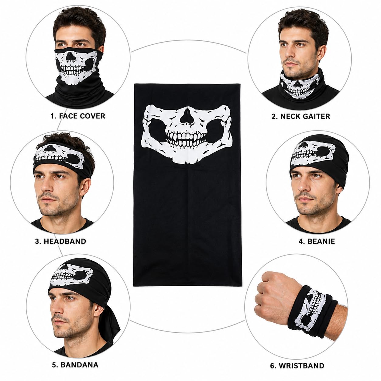4 szt. maska z czaszką ocieplacz maska nakrycie głowy bandana maska na Halloween kominiarka oddychające maski na twarz komin na szyję szalik na motocykl