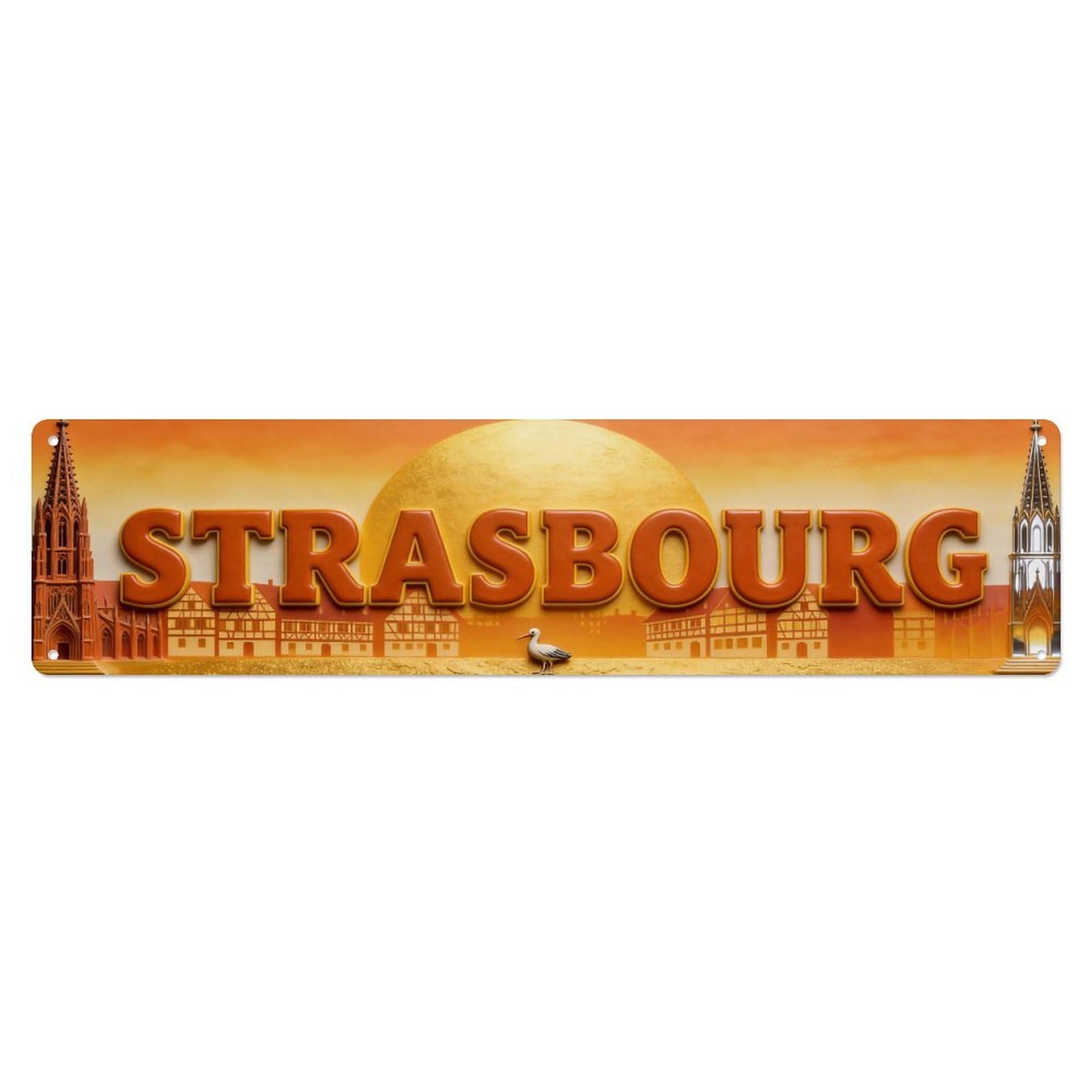 Metal Tin Sign Strasbourg France Vintage